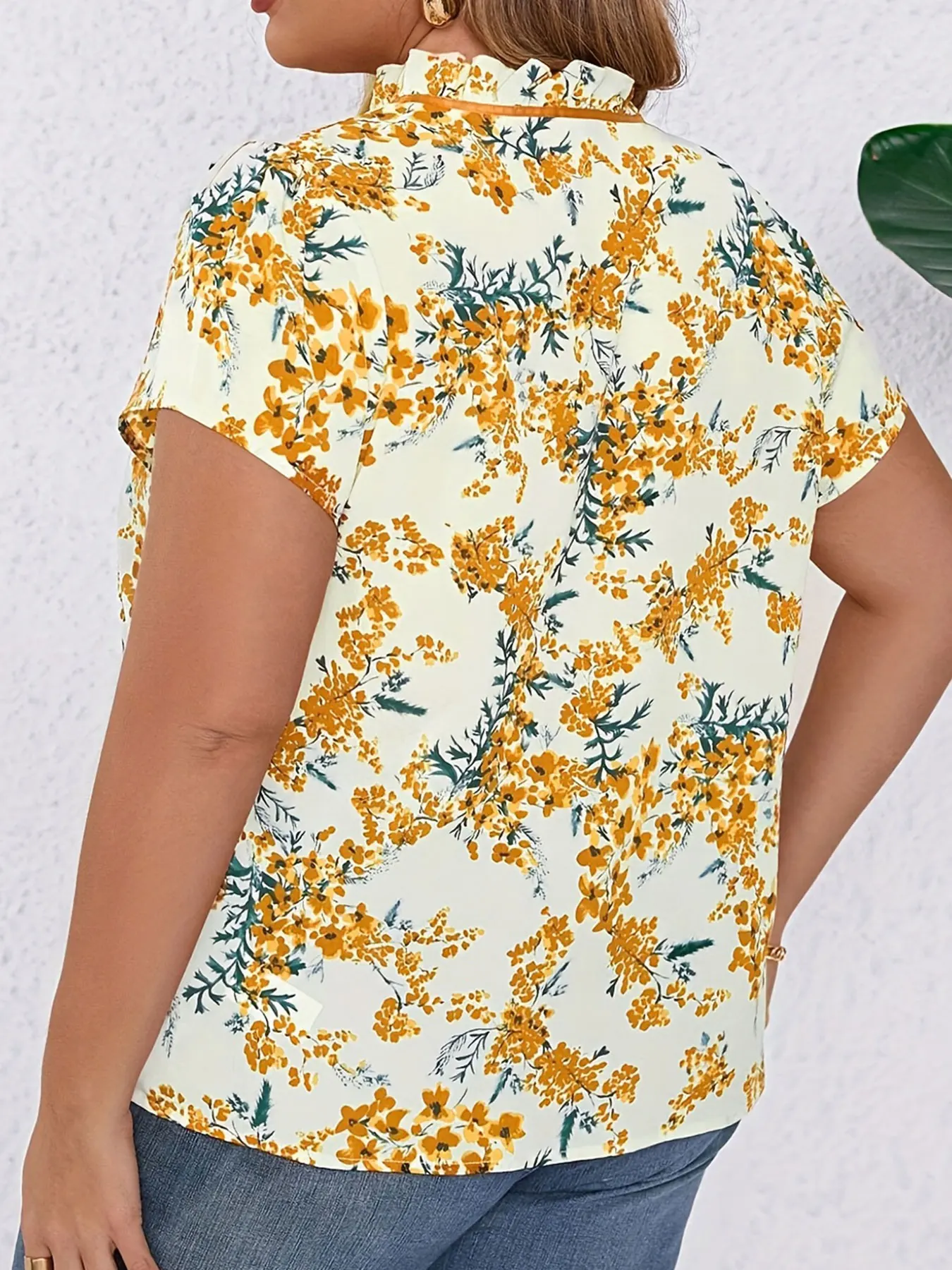 قميص نسائي أصفر مقاس كبير قميص صيفي أنيق أنيق قميص نسائي كاجوال عصري أصفر