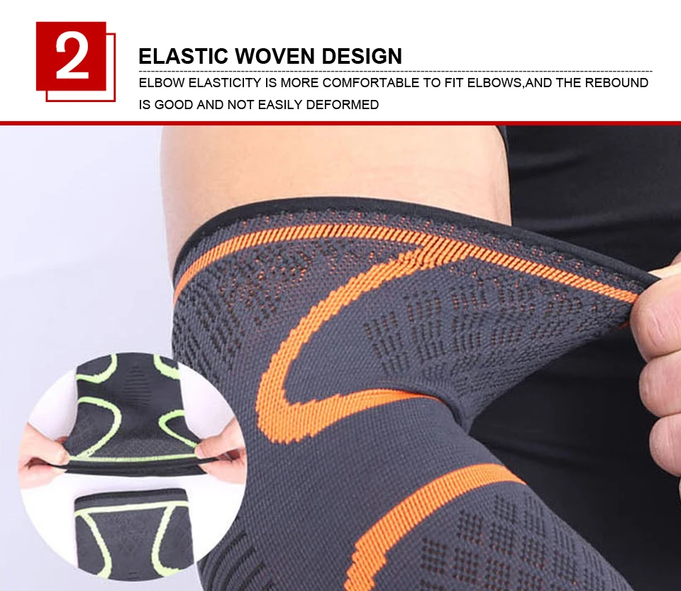 AOLIKES 1PCS Ellenbogen Unterstützung Elastic Gym Sport Ellenbogen Schutz Pad Absorbieren Schweiß Sport Basketball Arm Hülse Ellenbogen Klammer – Detail 5