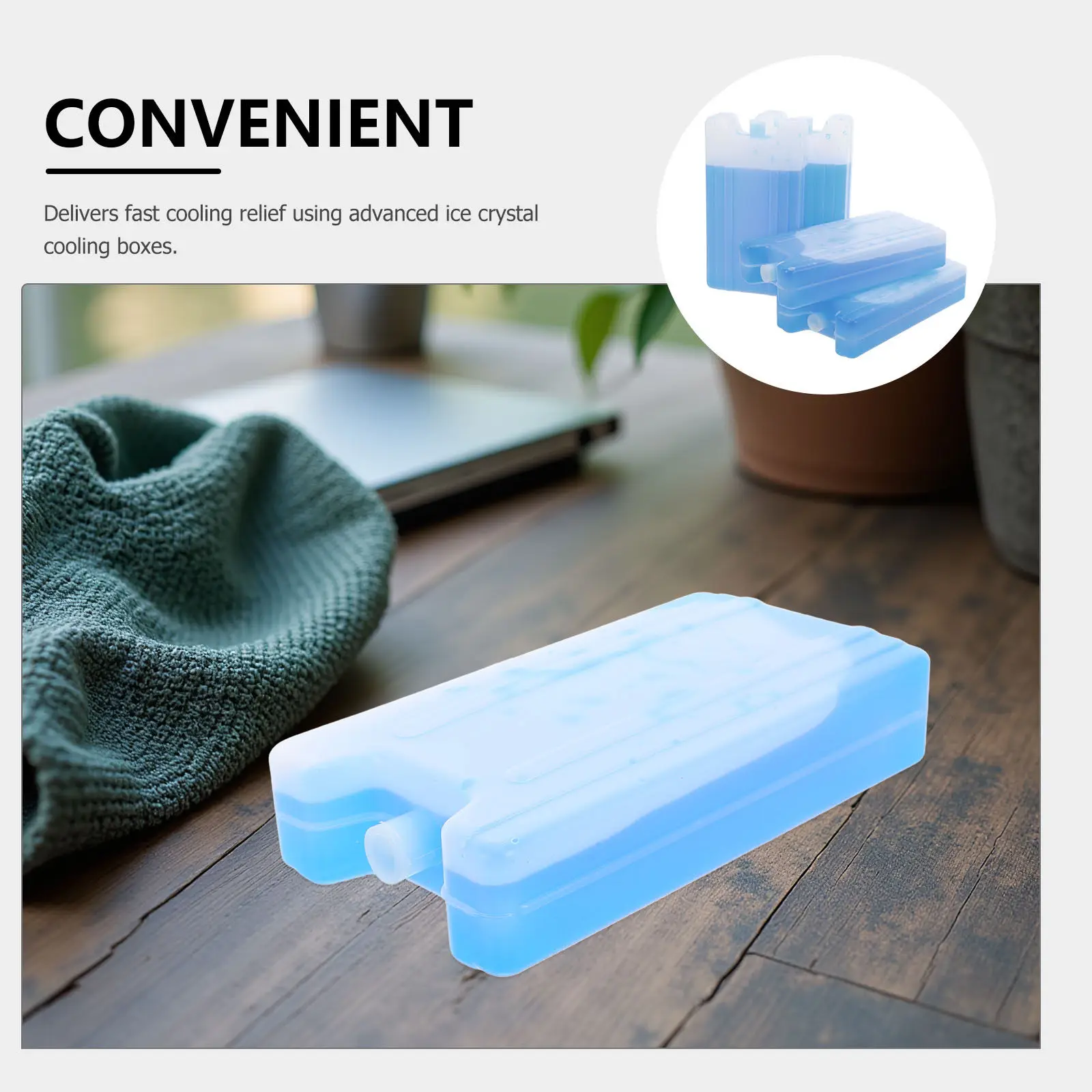 4Pcs Air Conditioner Ice Packs Slim Reusable Ice Crystal Cooling Box Portable Cooler Pack for Lunchbox Home Office Outdoor Use