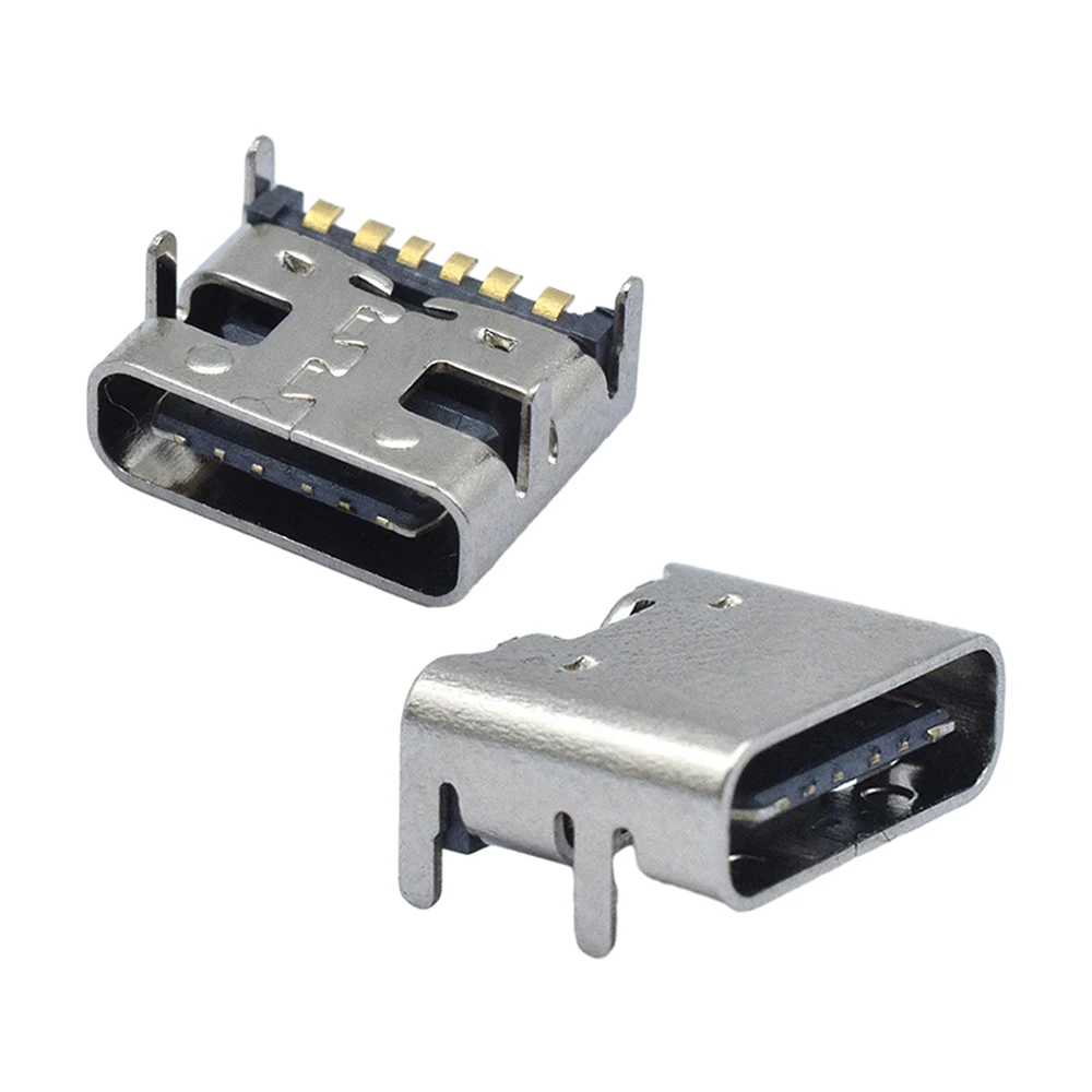 10/5pcs 6 Pin SMT Socket Connector Micro USB Type C 3.1 Female Placement SMD DIP For PCB Design DIY High Current Charging