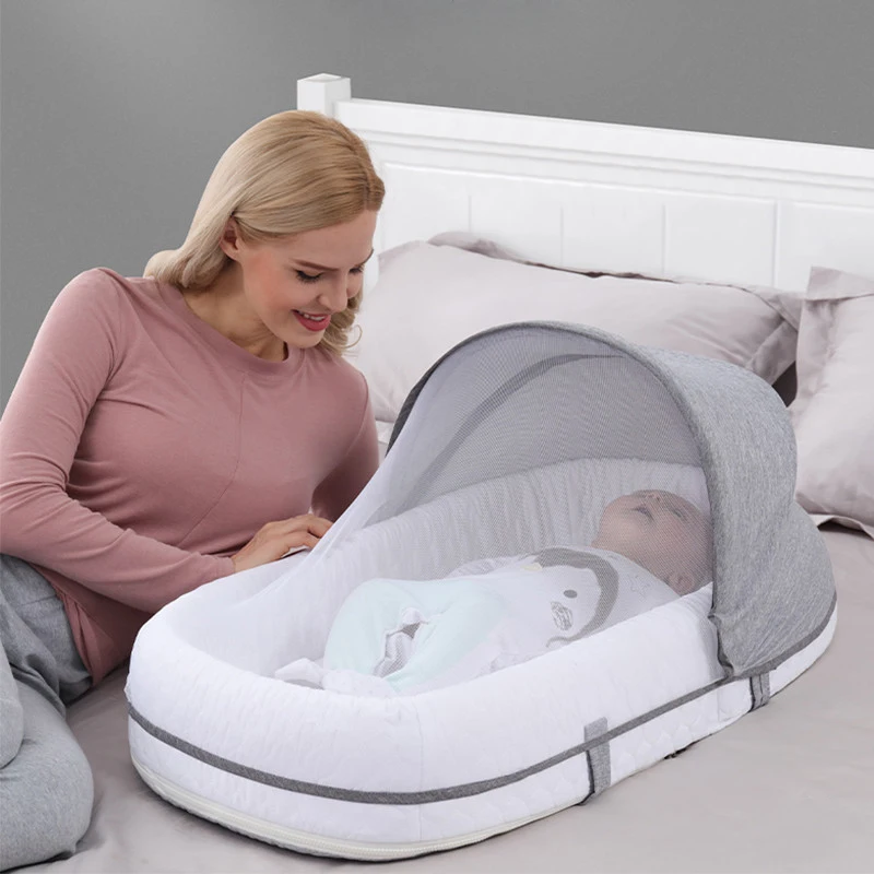 Babybett Krippen Neugeborene Schlafnest Reisebetten faltbar Babynest Moskitonetz Stubenwagen Säuglingsschlafkorb für 0–24 Monate