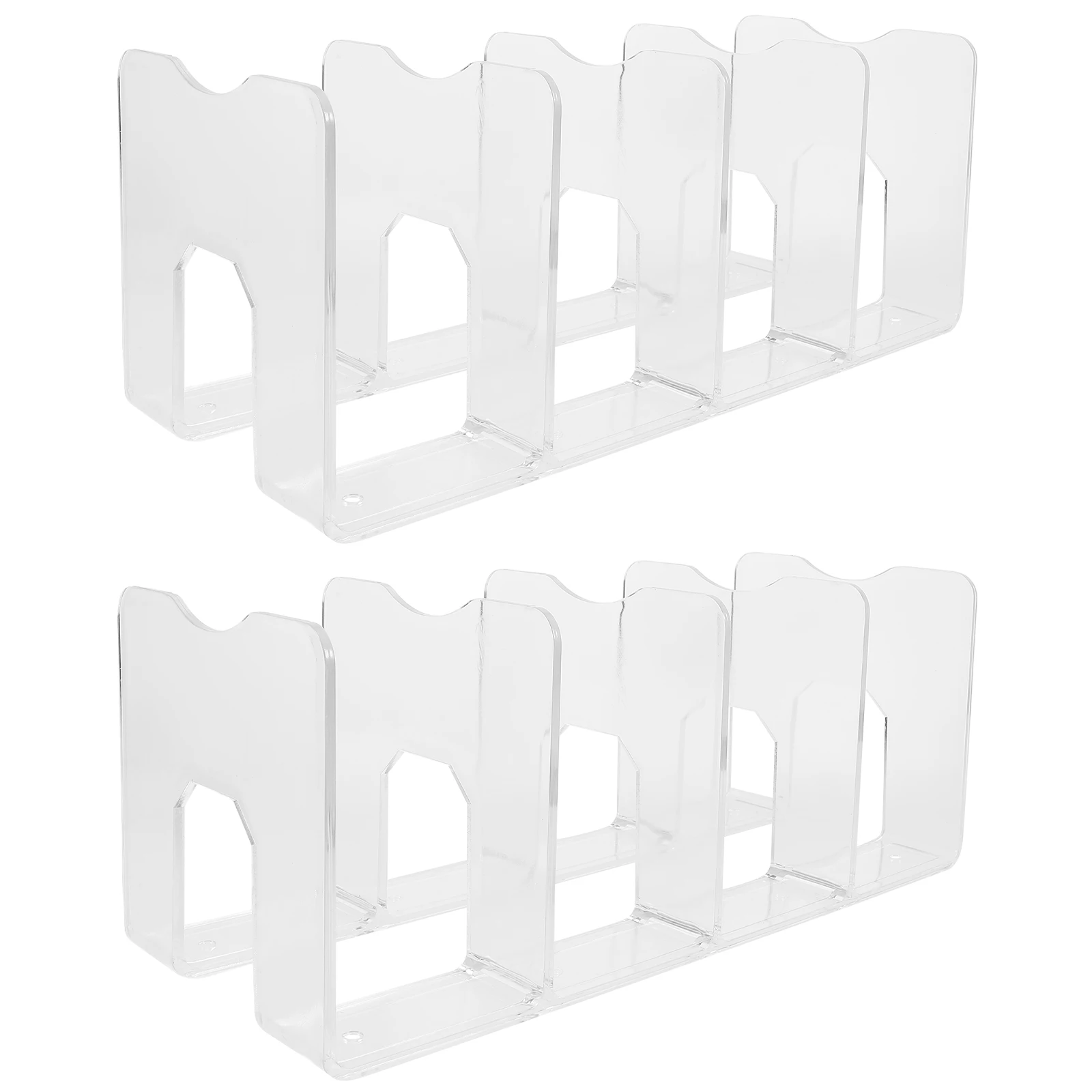 

2pcs Transparent Acrylic Bookend Book Support Stand Multi-Grid Stable Base Book Organizer For Home Office Classroom