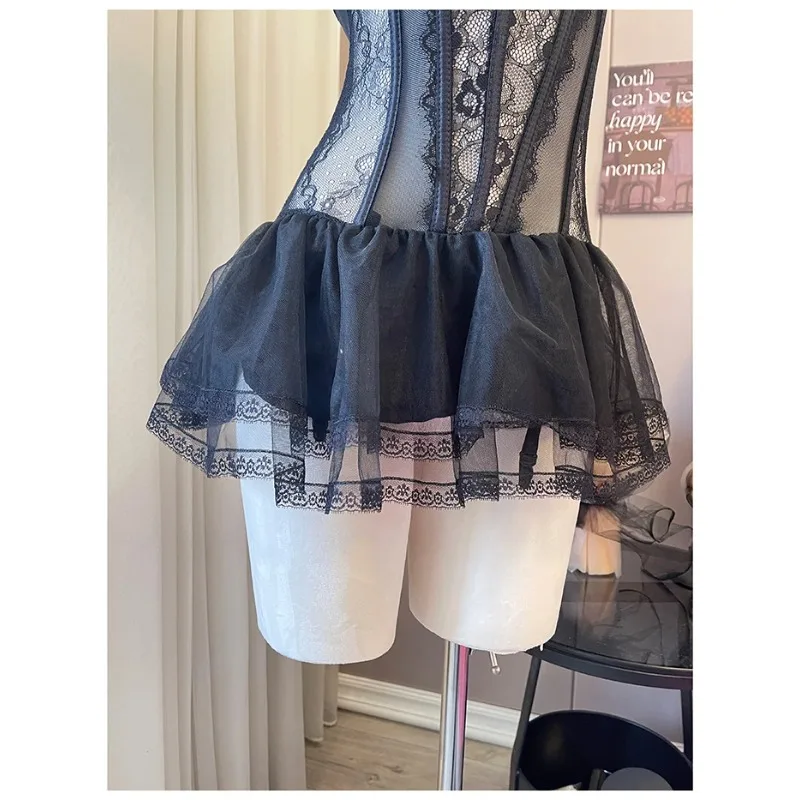 Conjuntos de sujetador y bragas para mujer, corsé de espina de pescado, lencería de encaje con tirantes, pijamas finos de realce con almohadillas para el pecho, ropa interior para adultos