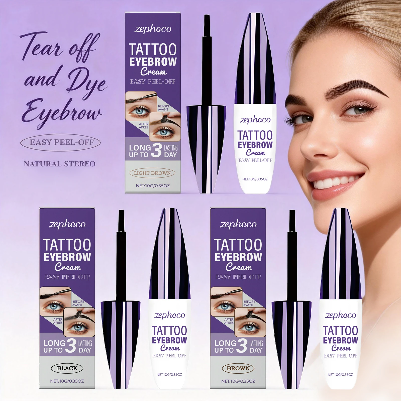Easy Peel-Off Tattoo Eyebrow Cream Long Lasting Color Waterproof Modify Eyebrow Contour Black Eye Brow Makeup Cosmetics