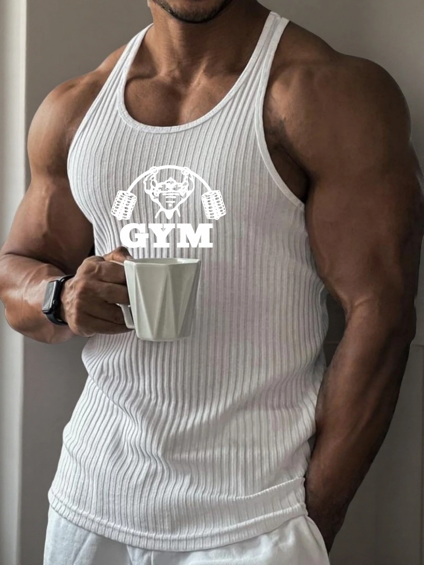 New summer men's vest striped men's sports vest underwear bodybuilding clothes gym vest men's fitness sleeveless shirt