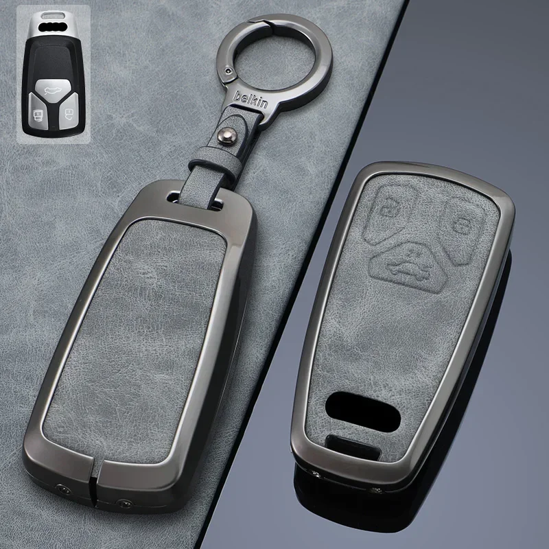 

Zinc Alloy Leather Car Remote Key Case Cover For Audi A1 A3 A4 A5 A6 A7 A8 B9 S7 Quattro Q3 Q5 Q7 TT TTS RS 8S Coupe 2009-2019