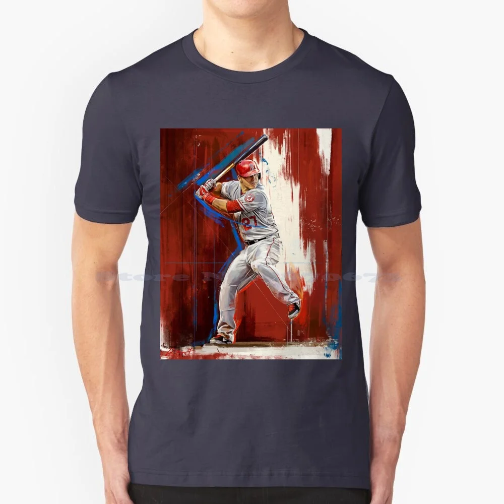 Mike Trout T Shirt 100% Cotton Tee Tatis Jr Babe Ruth Derek Jeter Aaron Judge Home Run Pitcher Legend Bronx Bombers The Sandlot