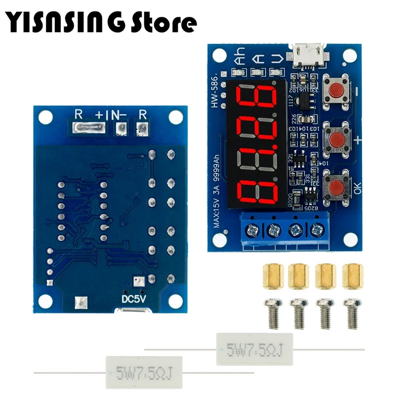 Zb2l3 testador de bateria led display digital 18650 bateria de lítio fonte de alimentação teste resistência medidor de descarga de capacidade chumbo-ácido