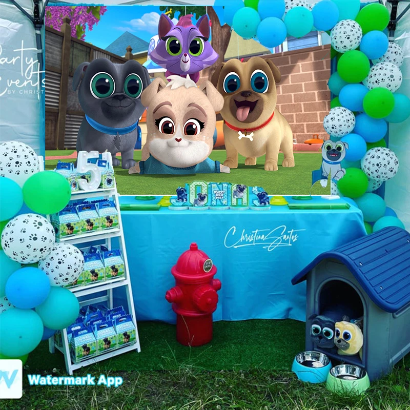 Disney Cartoon Photography Backgronds Puppy Dog Pals Bingo Et Rolly Kids Boys Birthday Party Backdrops Custom Supplier Vinyl