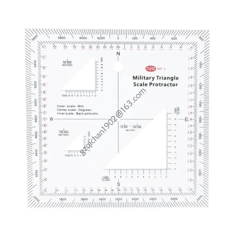 X7AB Practical MGRS Coordinate Scale Protractors Clear