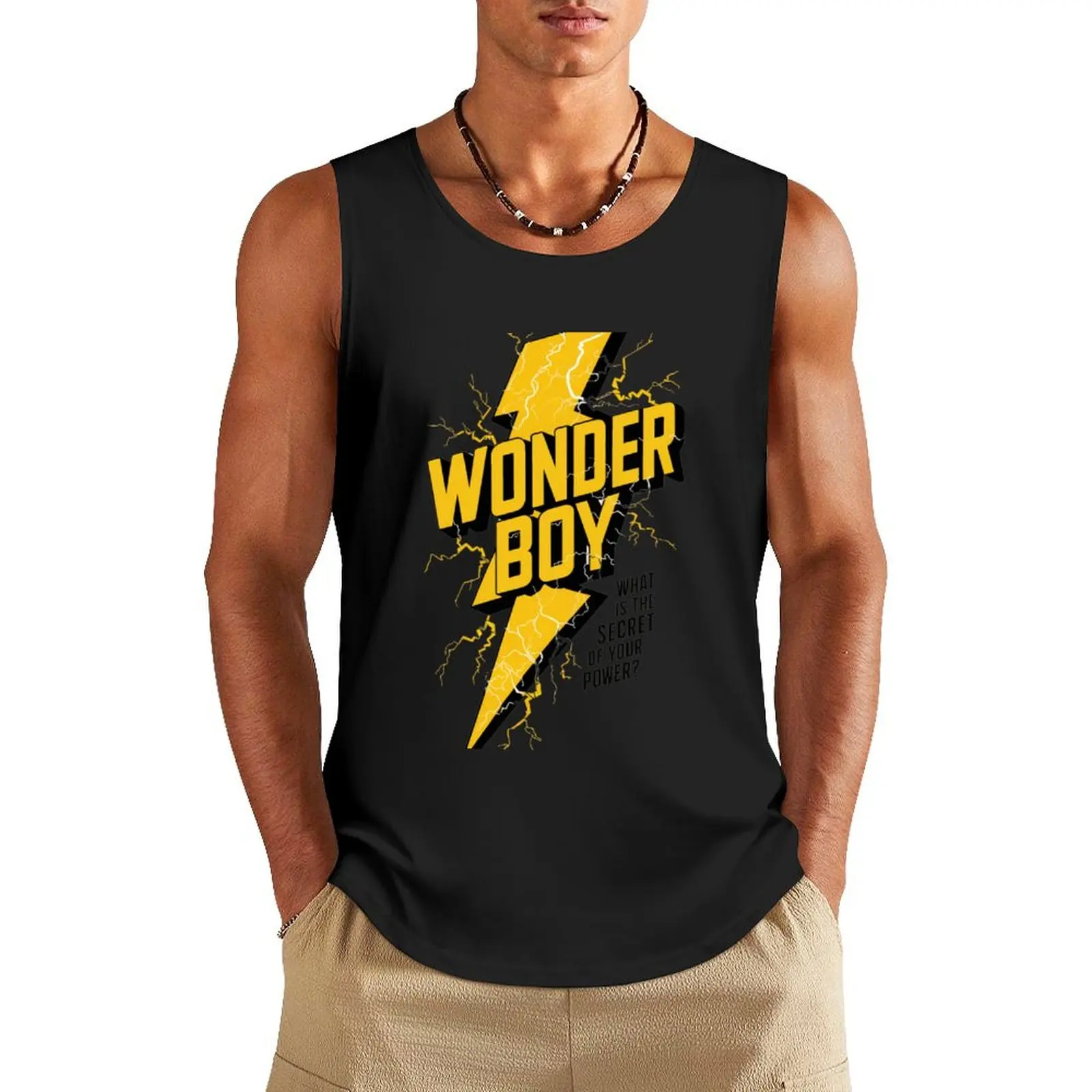 Wonder Boy- What is the secret of your power? Tank Top Men's gym vests for men
