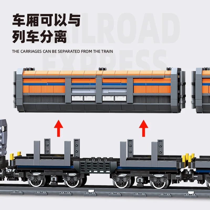 IN MAGAZZINO 59096 MOC Ferrovia Express Building Blocks Assemblaggio Treno Tracce Mattoni Modello Giocattoli FAI DA TE per I Ragazzi Set Regalo Di Natale