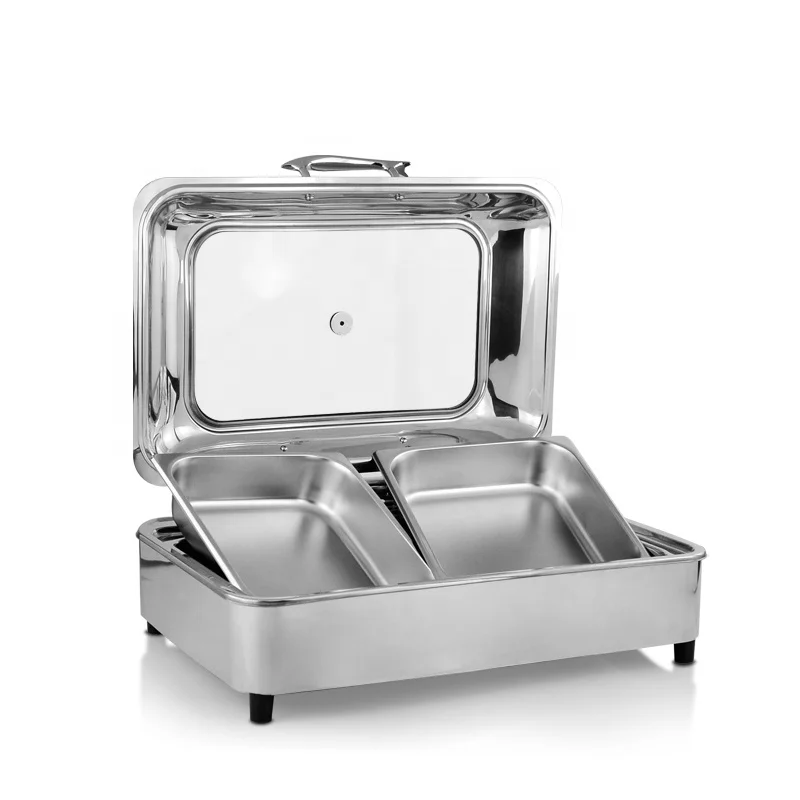 Commercial rectangle chafing dish buffet set stainless steel hot pot food warmer display for restaurant