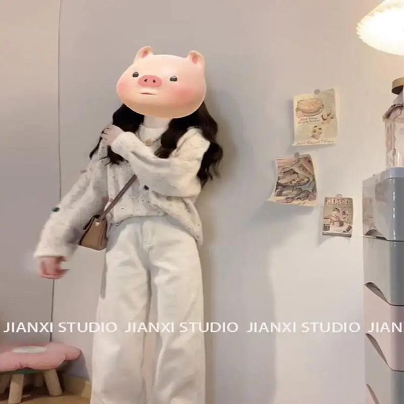 

Long Sleeved Knitted Sweater Top Knitwear Fashion Homewear Candy Colored Wool Ball Soft Glutinous Women Sweaters Cardigan & Vest