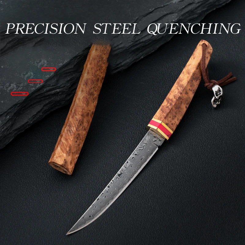 Japanese Damascus steel Steel Fruit Knife Outdoor Knife Outdoor Camping Portable Self defense Knife Sharp Collection Knife