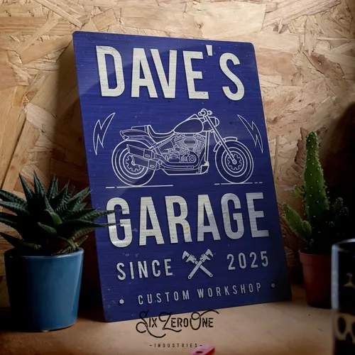 Personalised Motorbike Garage Metal Sign. Man Cave Pub Bar Vintage Room Shed Dad --Tin Sign