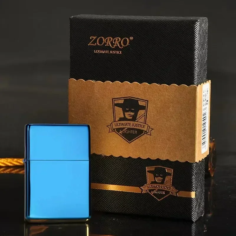 ZORRO ZC9 ultradunne brander, retro messing creatieve ouderwetse slijpsteen winddichte aansteker