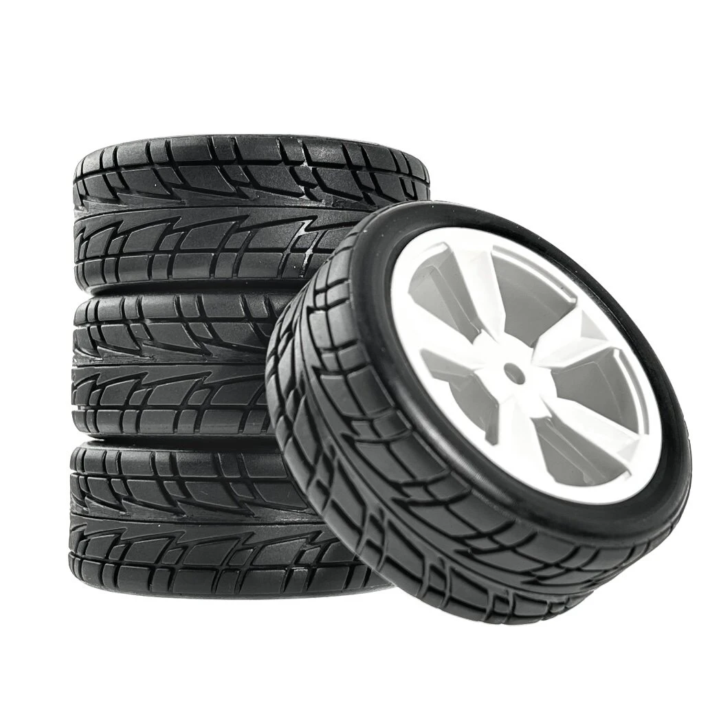 

1/10 RC Rally Racing Wheels & Tires 12mm Hex, On-Road Rubber Tyres for Tamiya XV02/XV01/TA06/TT01/TT02 PTG2, HSP, KYOSHO
