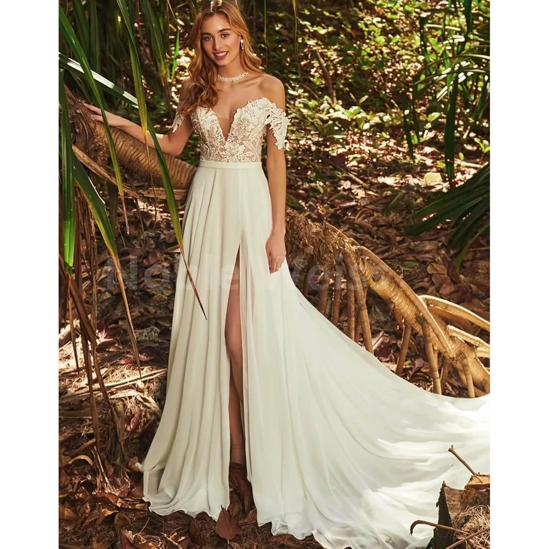 

Elegant Sweetheart Chiffon Wedding Dress with Lace Ball Gown for Bride Customized
