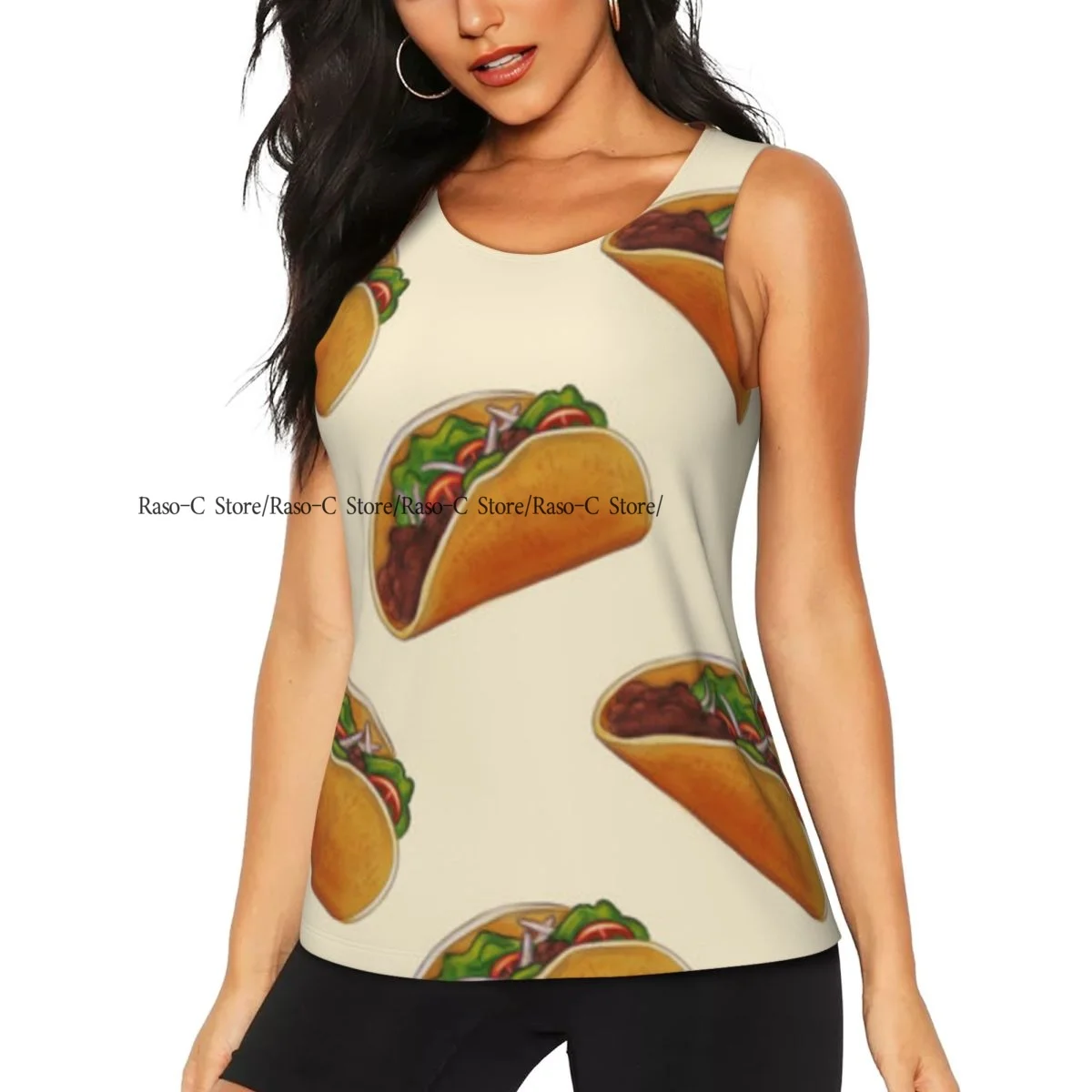 Women Sport tank Tops Loose Yoga Tops Quick Dry Workout Sport Tops Tacos On Pastel Background Yoga Shirt