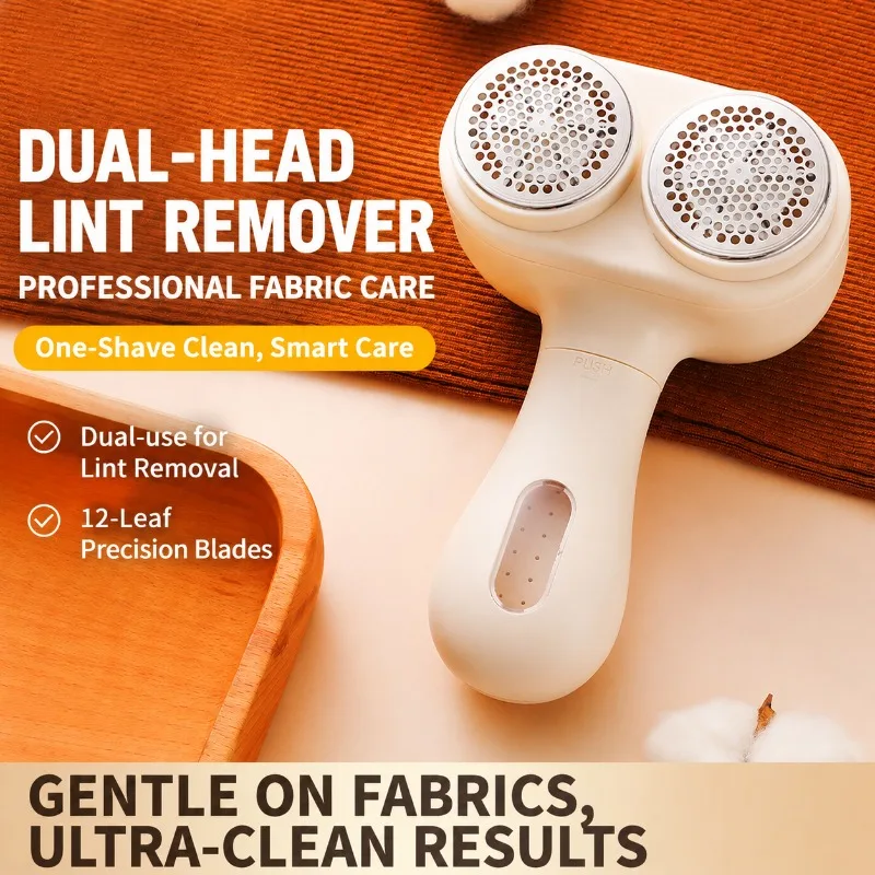 Dual Head Digital Display Fabric Shaver Powerful Clothes Fuzz Remover Suction Design Anti-scratch Blades for Sweater Coat Carpet