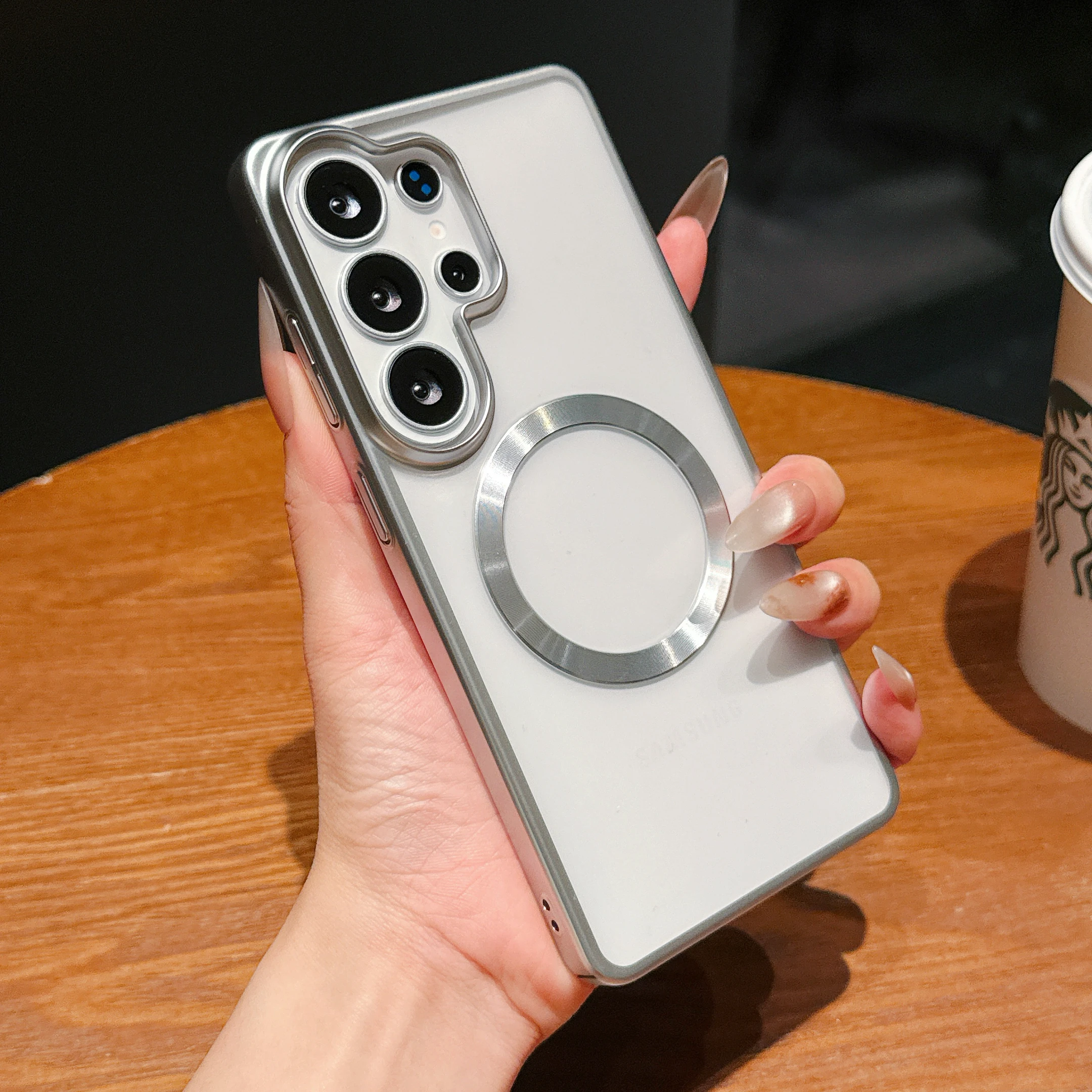 

For Samsung Galaxy S26 Ultra Magnetic Case Luxury Plating Matte transparent for Wireless Charging Shockproof Bumper Back Cover