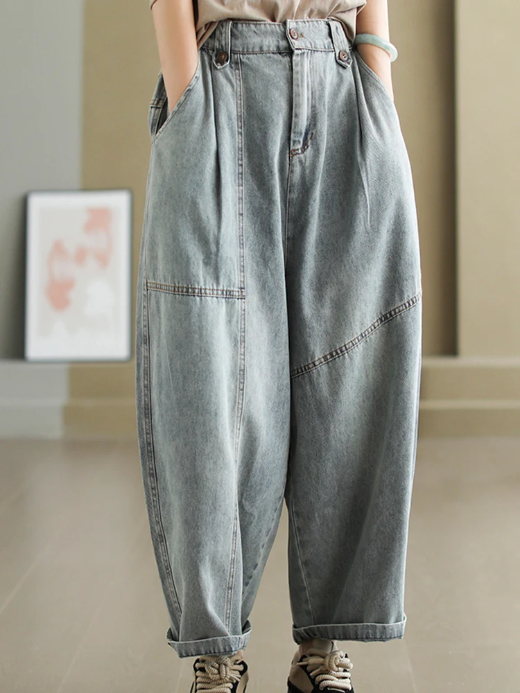 Amax luluE 2024 Fall Korean Denim Pants Women Fashion Loose Casual Jeans Ladies Vintage Classic Harajuku Big Size Harem Trousers