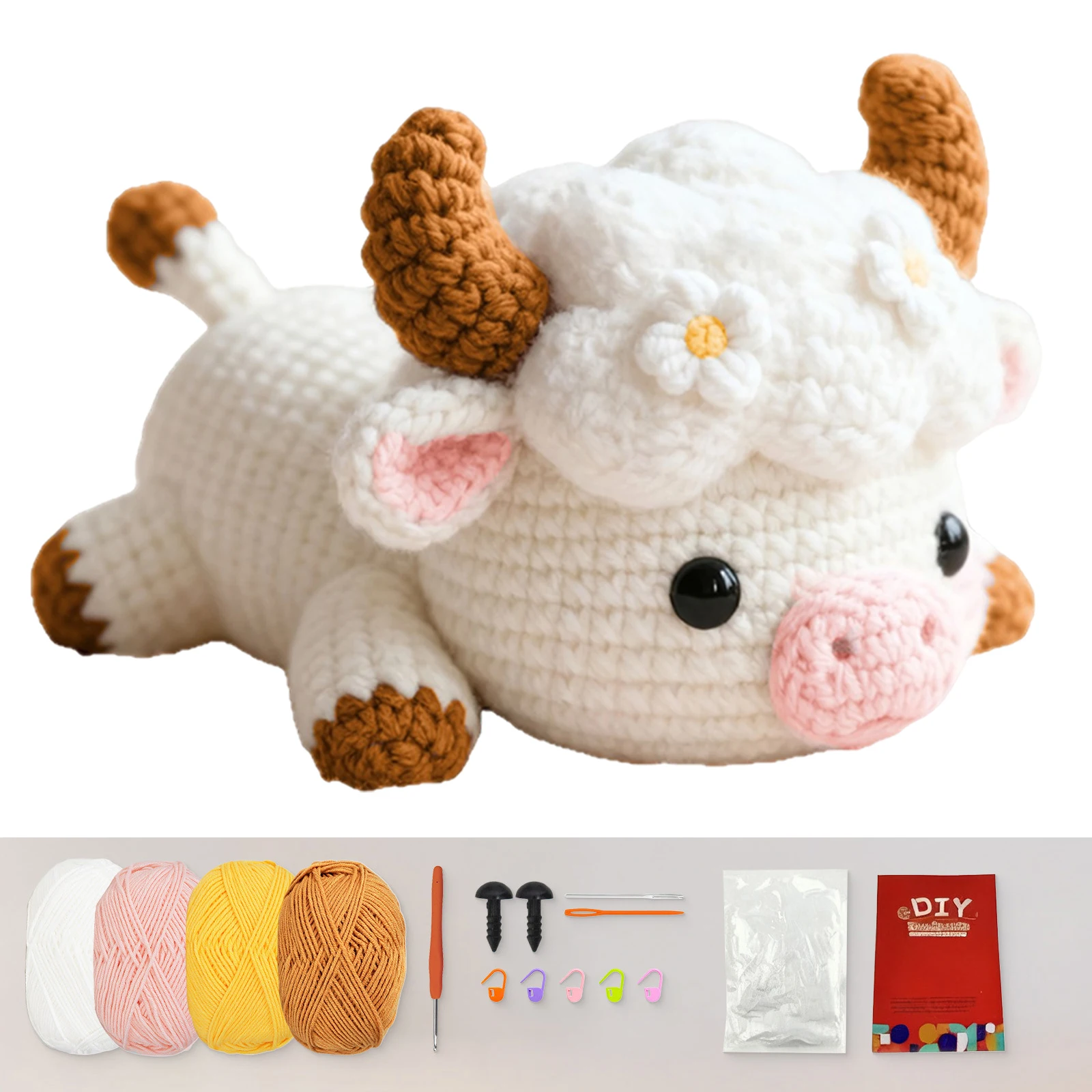 Cloud Cow DIY Easy Arts and Crafts Knitting Kit for Beginners Adults Crocheting Knitting Kit with Step-by-Step Tutorials