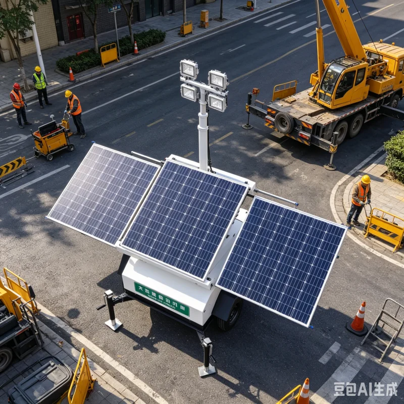 Highway Maintenance Trailer Light Tower With High Visibility Reflective Strips For Road Worker Traffic Safety