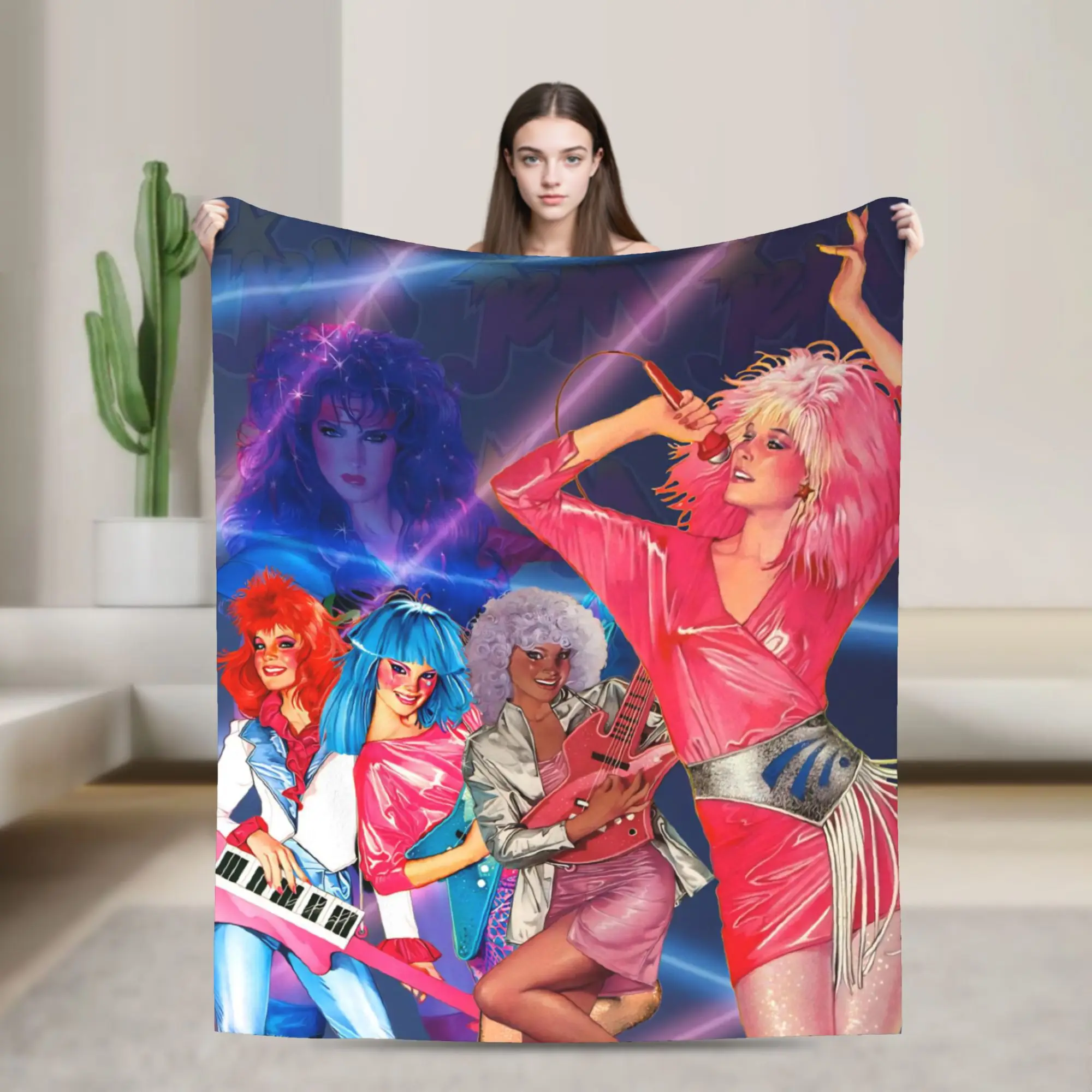 Jem And The Holograms Merch Blanket Warm Cozy Fluffy  Throw Blankets for Couch 50x60 Inches Multi-size Bedspread