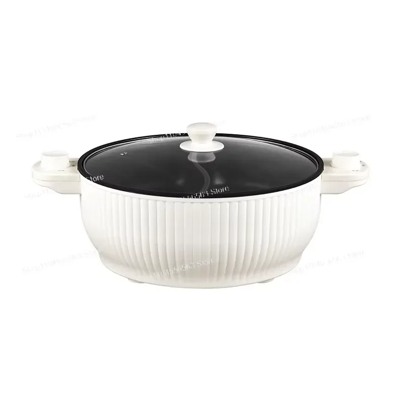 Electric Dual-Split Hot Pot Cooker 5L Large Capacity, Multifunctional Nonstick Steamer & Fast Heating Pan for Home