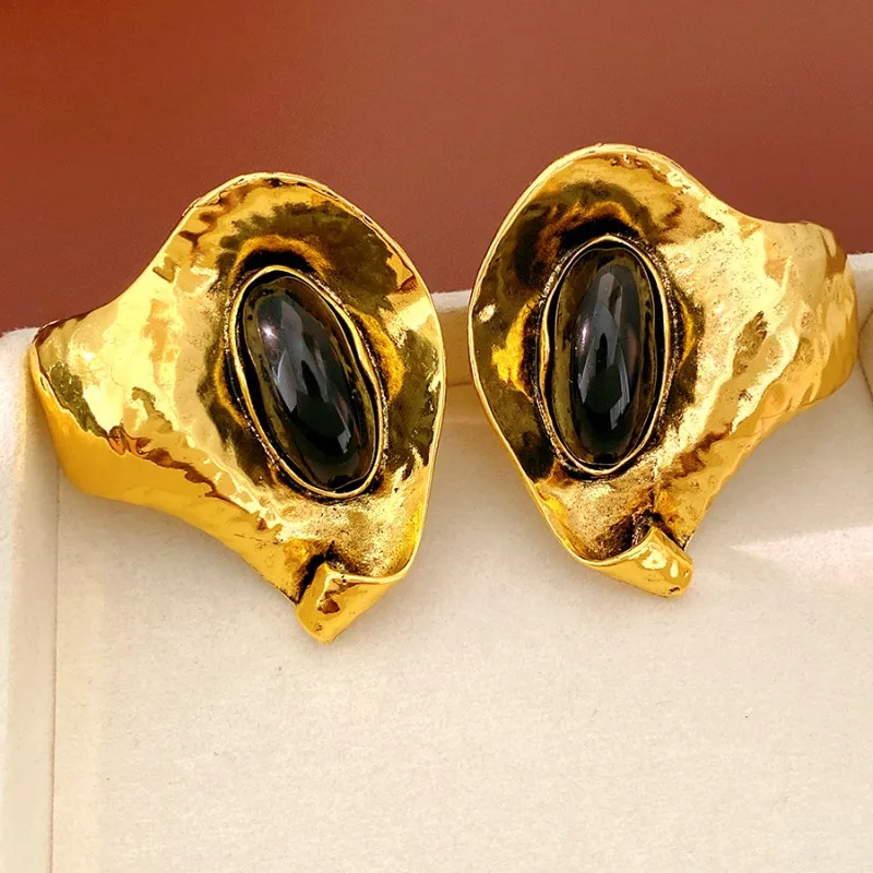

Retro Exaggerated Metal Alloy Big Stone Geometric Dangle Earrings Women Fashion Personality Statement Jewelry