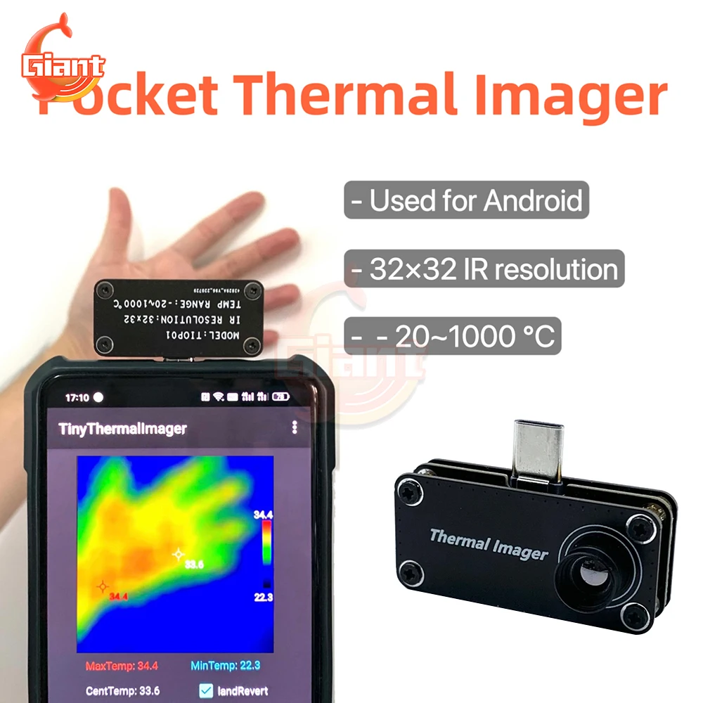 Imagem -02 - Imagem Térmica Profissional Alta Resolução Telefone Android Usb Infravermelho Sensibilidade Ferramenta Termômetro Tiop01