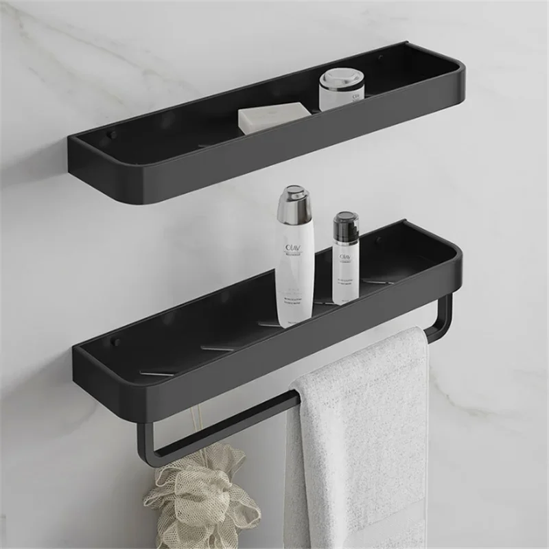 White Bathroom Shelf Bath Shower Shelf Black Bathroom Corner shelf Wall Mounted Black Aluminum Kitchen Storage holder