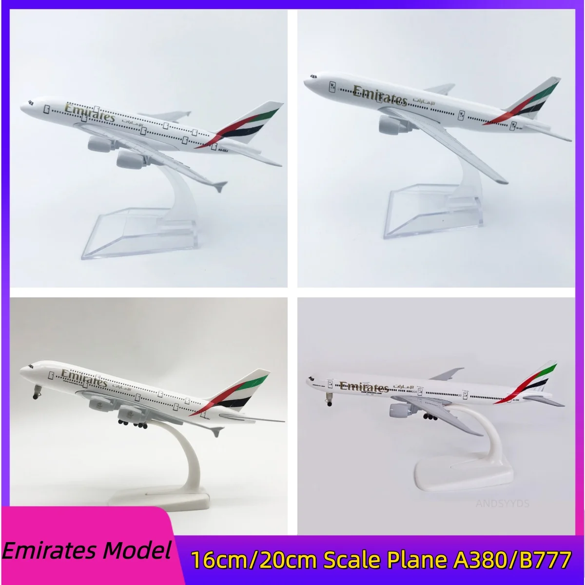 

16cm/20cm Air Emirates Airlines B777 A380 Airplane Model Metal Scale Toy Plane Collectible Aircraft Kids Toys For Boy