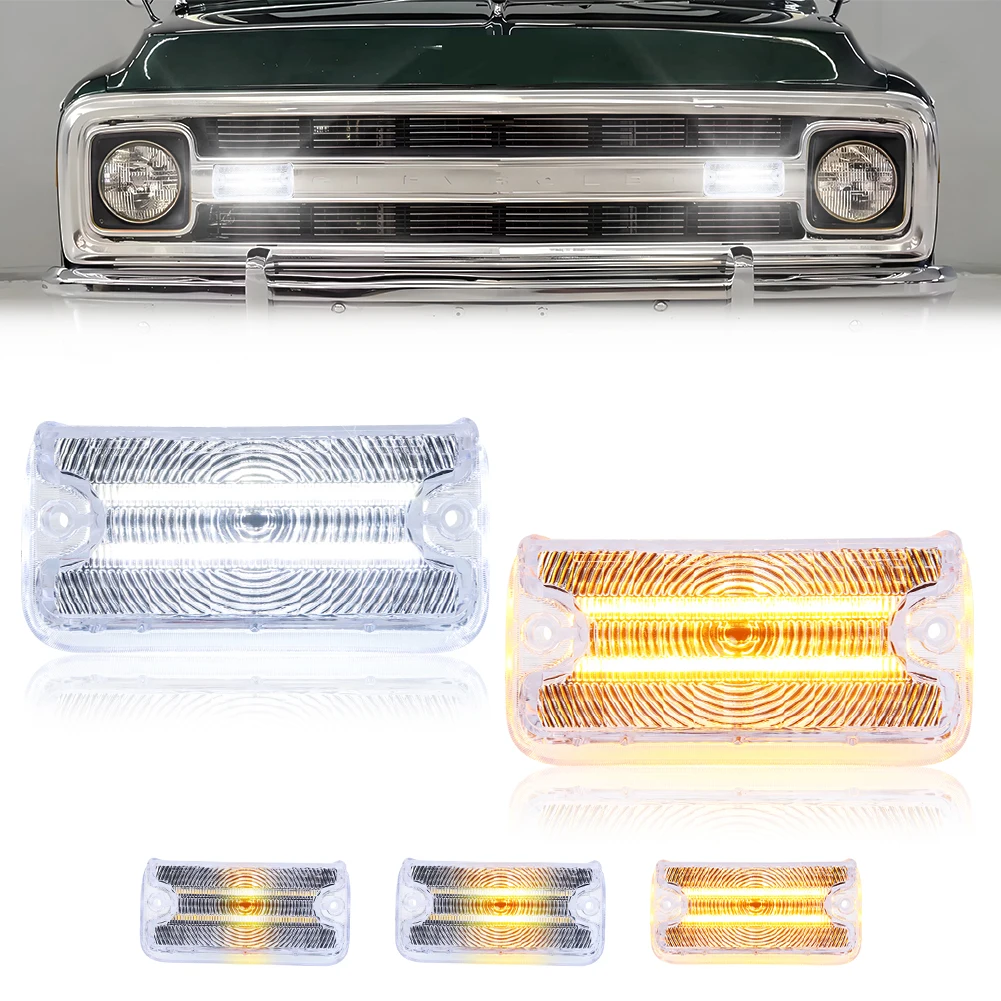 2Pcs Front Turn Signal Light Parking Light LED For 1967 1968 Chevrolet C10 C20 C30 K10 K20 K30 P10 Truck Panel Pickup Suburban