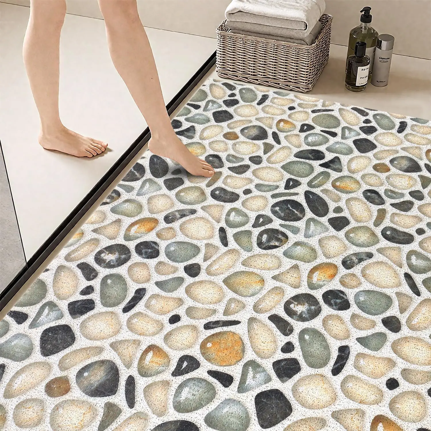 

Non-Slip Quick-Drying Shower Mat, Extra Large PVC Loofah Foot Scrubber for Bathroom, Tub, Floor, Kitchen, Home