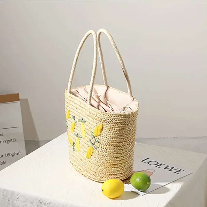 Handmade Straw women Handbags Summer Tote Large capacity Embroidery Vacation Beach bag Female Shoulder Bag bolsa feminina