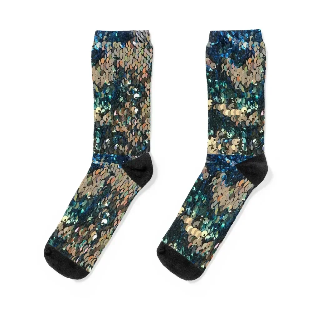 

Blue gold sequin art Socks anti-slip basketball Man Socks Women's