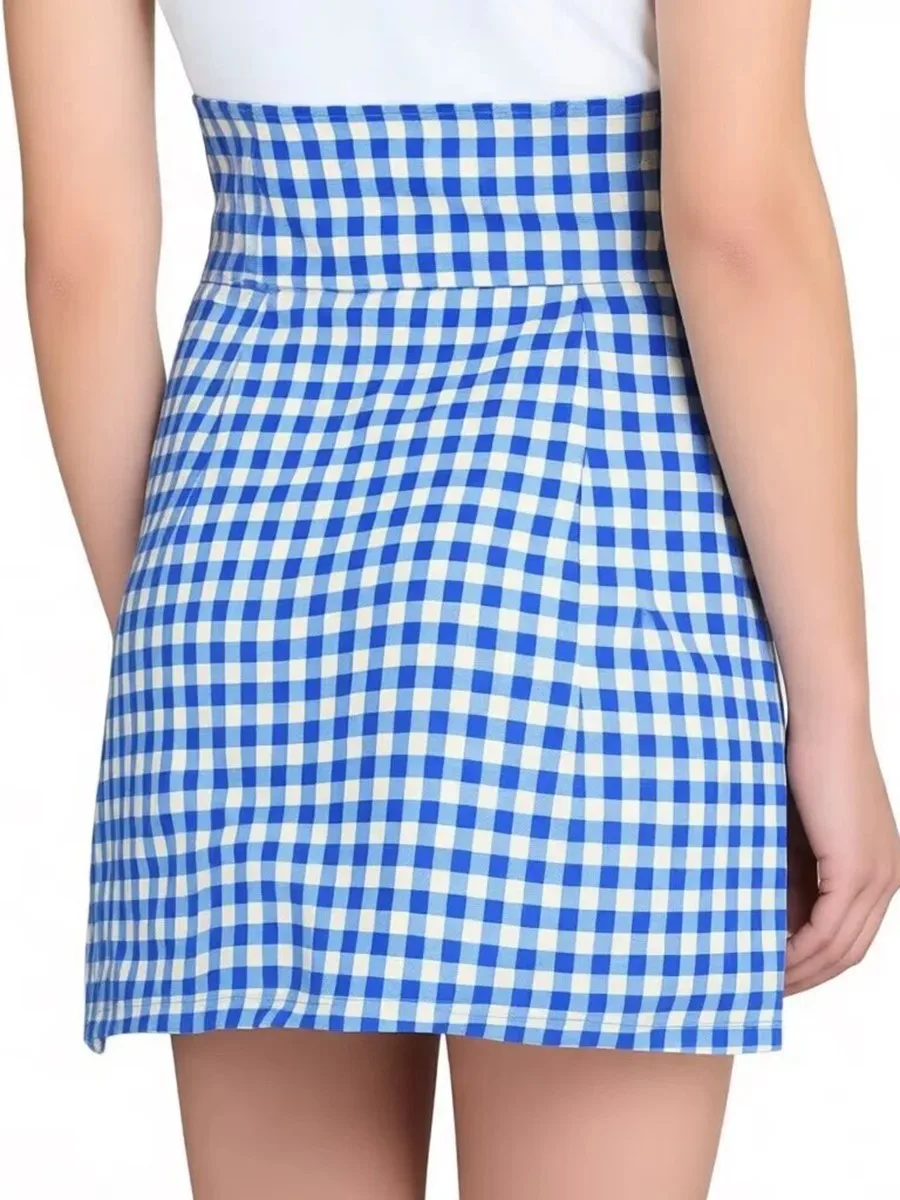 กระโปรงลายสก็อต TWOTWINSTYLE สไตล์หวานๆ สำหรับผู้หญิง เอวสูง ดีไซน์ทรงเข้ารูป ช่วยพรางหุ่น กระโปรงสั้นสำหรับใส่ทำงาน ฤดูร้อน