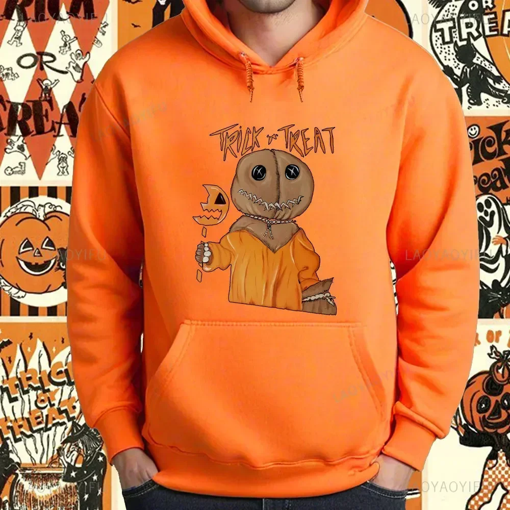 Halloween Trick or Treat Men's Sweatshirt Halloween Horror Pumpkin Graphic Printed Long Sleeve Hoodies Halloween Costume