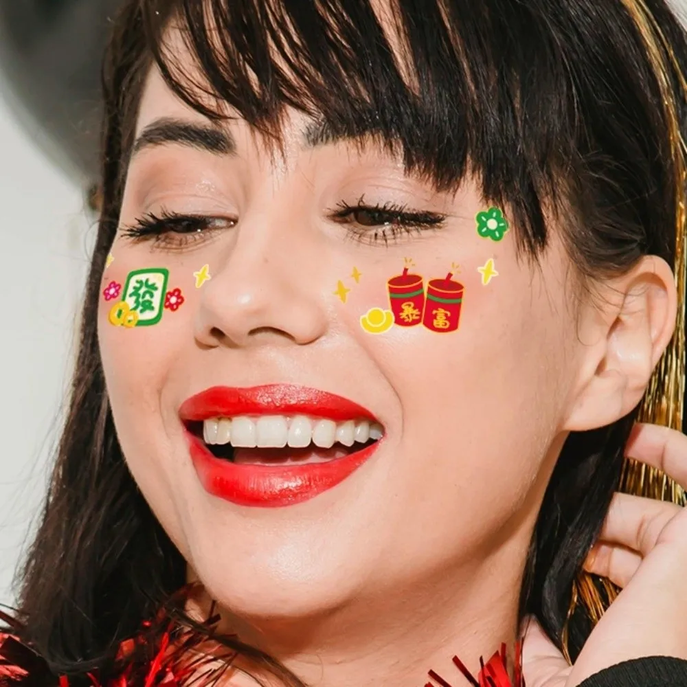 

Waterproof Chinese New Year Makeup Stickers Body Art Long Lasting Lunar New Year Blush Stickers Disposable Cute