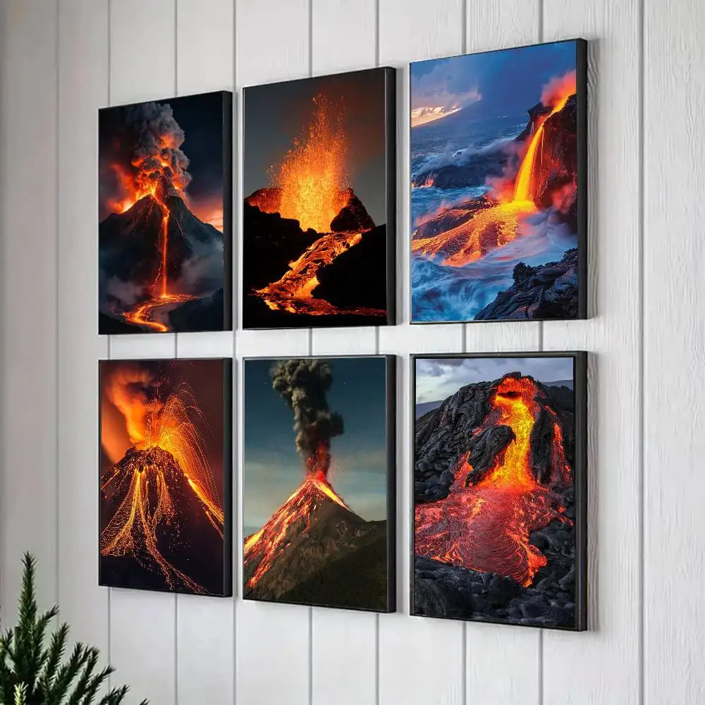 Affiche artistique volcanique autocollante murale imperméable pour la maison, le salon, la chambre, le bar, décoration esthétique