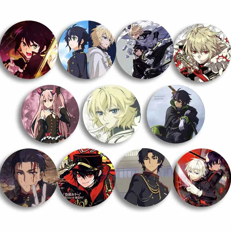 58mm Pop Anime Seraph of The End Lapel Pin Cute Cartoon Cosplay Badge Anime Brooch for Clothes Decoration Accessories Fans Gifts