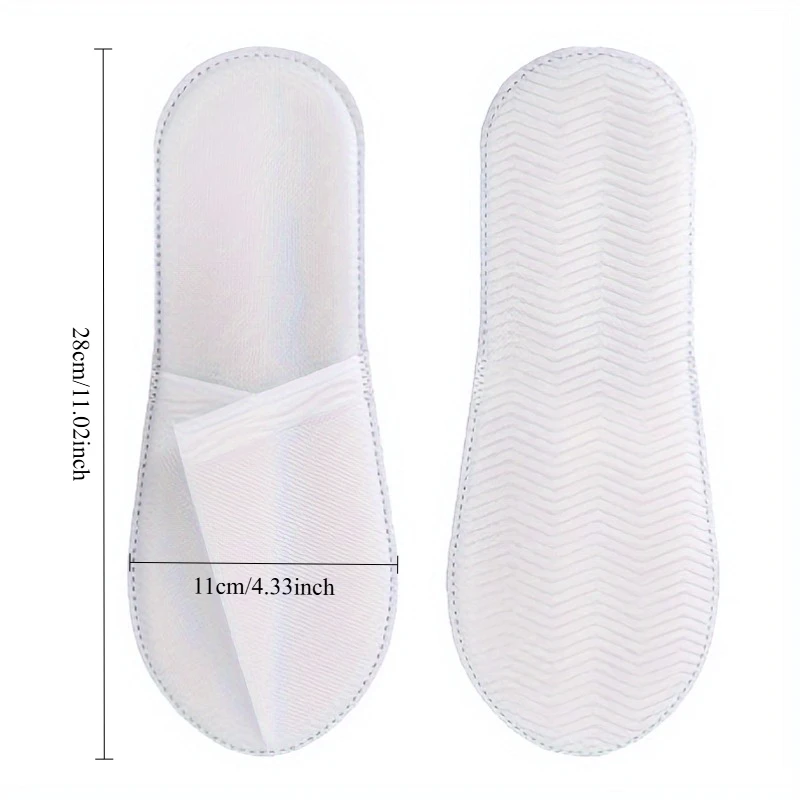 10/30Pairs White Disposable Slippers Non-slip Closed Toes Unisex Male Female Guests Slippers For Household Business Hotel