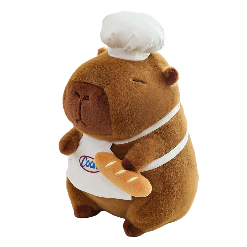 Juguete de peluche Kawaii, muñeco de peluche, bonito Chef, capibara, pan, juguete suave para niños, regalo de cumpleaños para niñas y niños, premio de gran tamaño