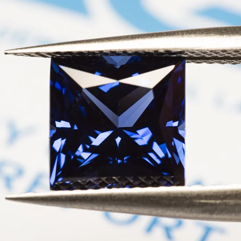 Saphir cultivé en laboratoire de qualité supérieure, coupe princesse, pierre de document bleu royal pour breloque, bijoux de bricolage, bague exécutive sélectionnable, certificat AGL