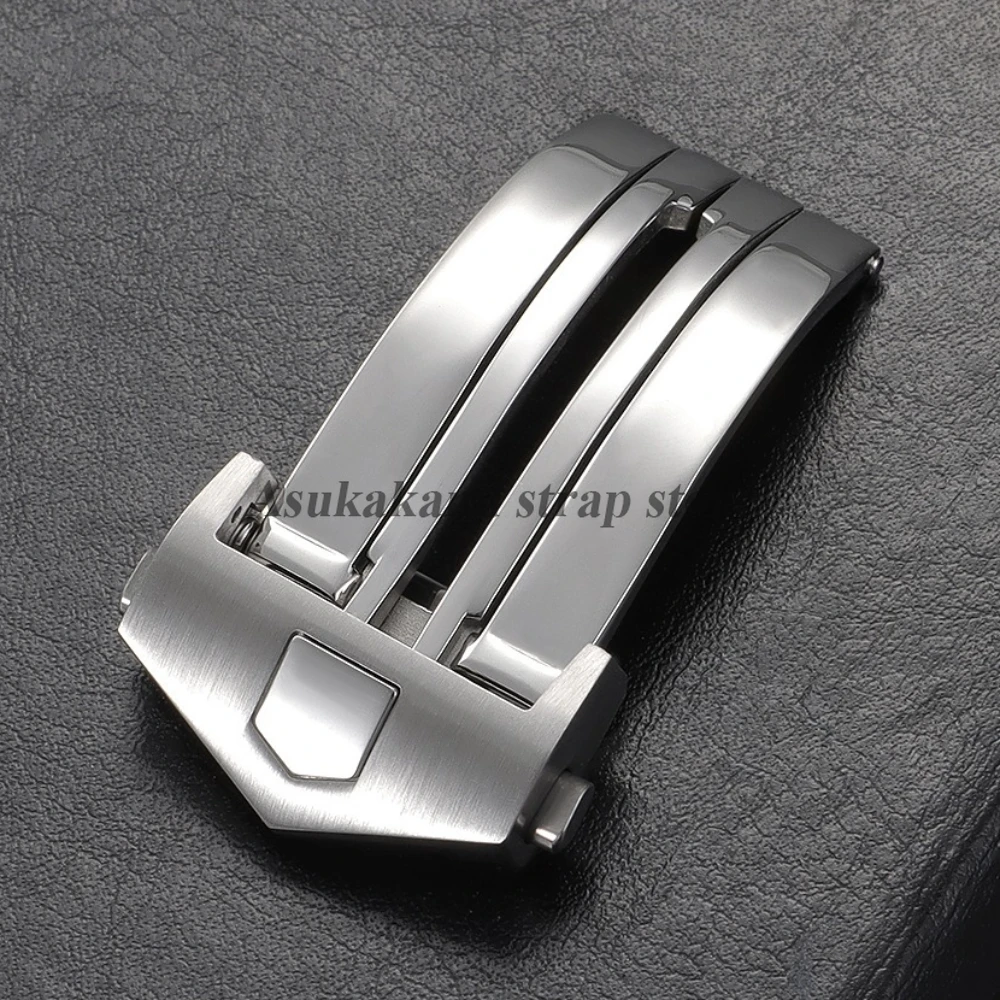 Fibbia per orologio per cinturino TAG Heuer Fibbia pieghevole in acciaio inossidabile per cinturino in pelle in silicone Doppio pulsante 18mm 20mm Chiusure