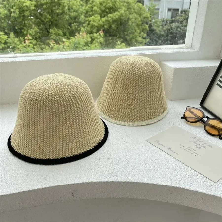 Casquette Homme New Winter Twist Knitting Hat for Women Fur Pompom Thick Plush Cap Solid Color Ladies Warm Bucket Hat Women