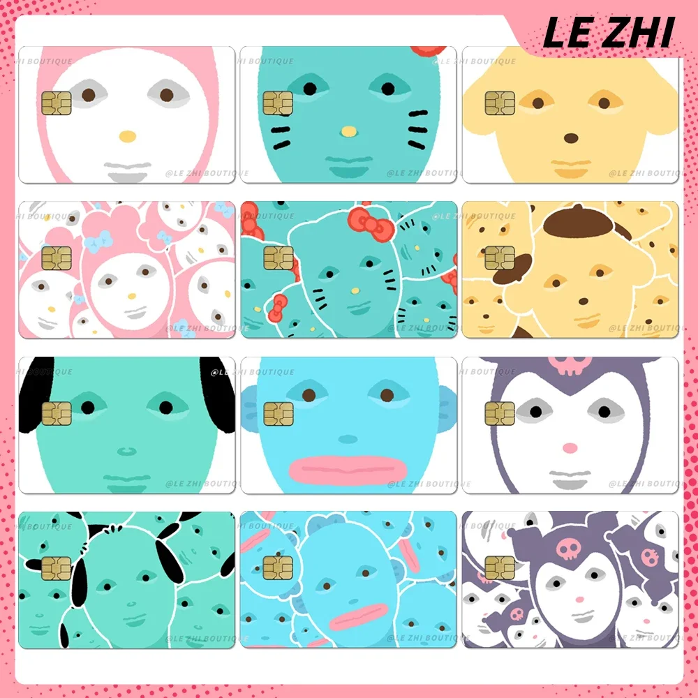 Funny Sanrio Cartoon Anime Credit Card Skin Stickers for Bank Card Bus Metro Card Sticker Hello Kitty Mymelody Kuromi Decoration